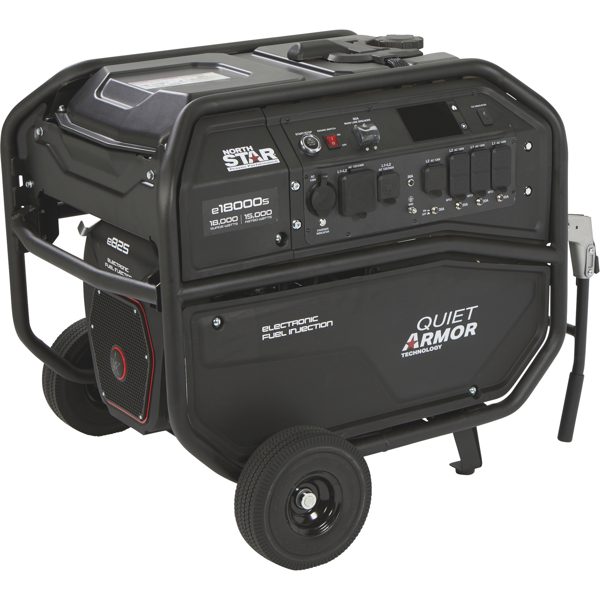 NorthStar Quiet Armor Commercial-Grade EFI Portable Generator with Electric Start, 18,000 Surge Watts, 15,000 Rated Watts
